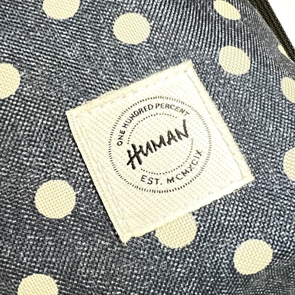 Human Crossbody Bag Women Navy Polka Dot Shoulder Adjustable Strap Zipper Tote - Picture 4 of 10